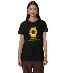 Whispers of Nature: Graphic Printed Black T-Shirt