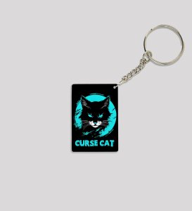 Electric Eyed Curse Cat Graphic Art Printed Keychain Pack of 2