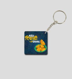 Light Up Every Moment Diwali Slogan Printed Square Keychain