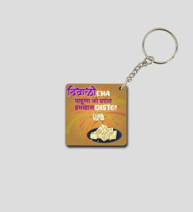 Celebrate Sparkle and Shine Diwali Slogan Printed Square Keychain
