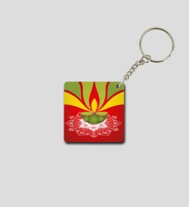 Shine Brighter Every Day Diwali Slogan Printed Square Keychain