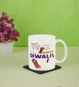 Festive Cheer and Sparkly Sips for Diwali Days Printed Coffee Mug 250ml